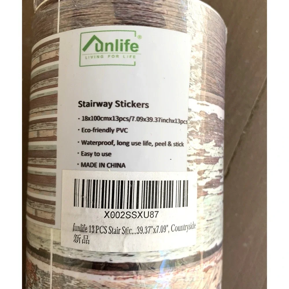Funlife Stair Stickers Staircase Decals Peel and Stick Riser 13 pieces NEW